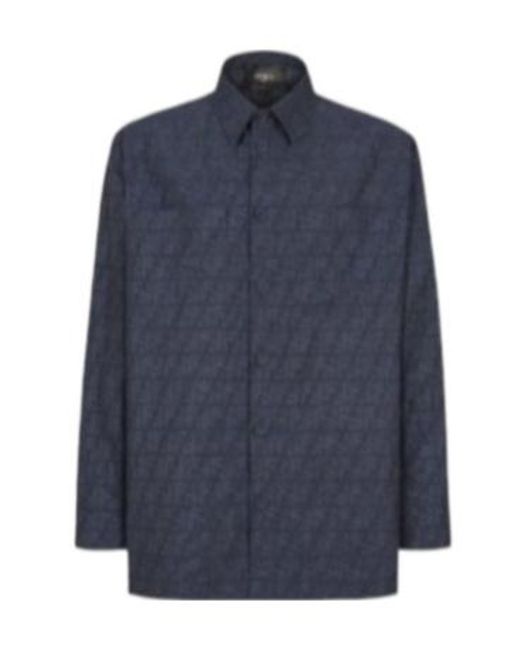 Fendi Blue Pattern Lapel Casual Jacket for men