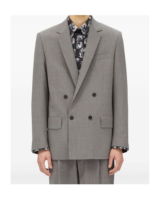 MSGM Gray Double Breasted Tailored Blazer for men