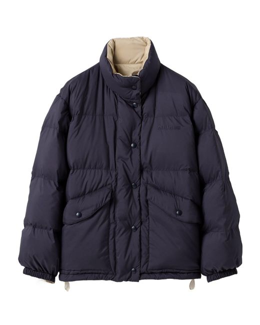Miu Miu Blue Reversible Technical Pongé Down Jacket