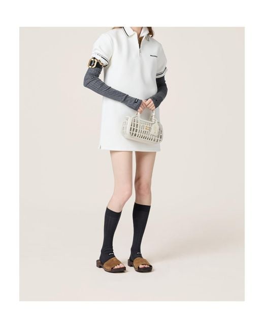 Miu Miu White Short-Sleeved Polo Dress