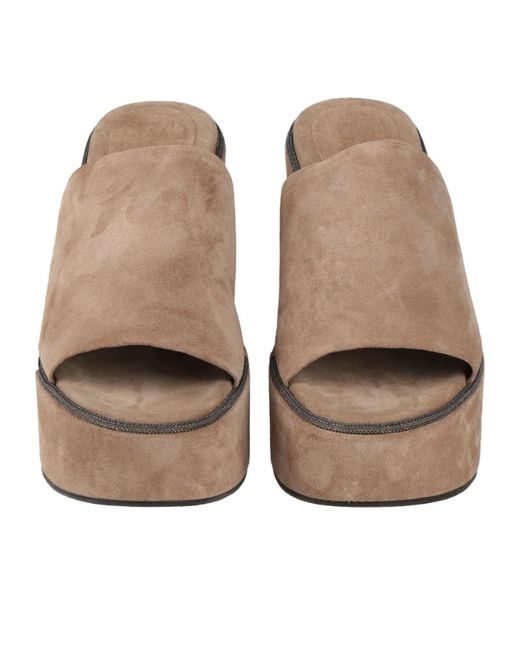 Brunello Cucinelli Brown Minimalist Slide Sandals