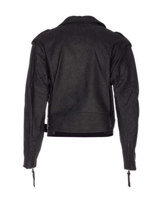 Balmain Black Leather Biker Jacket for men