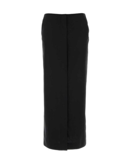 Herno Black Laminar Blend Midi Skirt