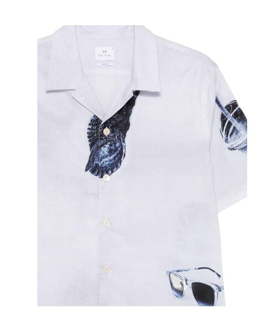 Paul Smith White Paul Smith Short Sleeve All-Over Print Shirt for men