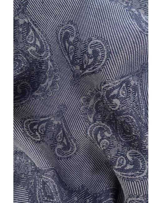 Etro Blue Frayed Edge Scarf