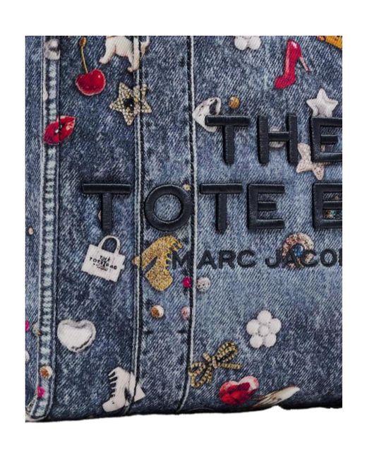 Marc Jacobs Blue The Trompe L'Oeil Trinket Canvas Small Tote Bag