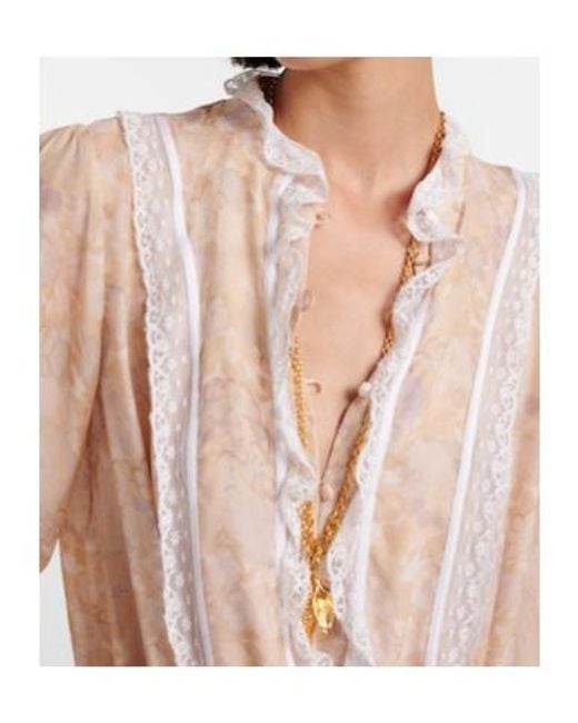 Chloé Natural Floral Silk Charmeuse Minidress