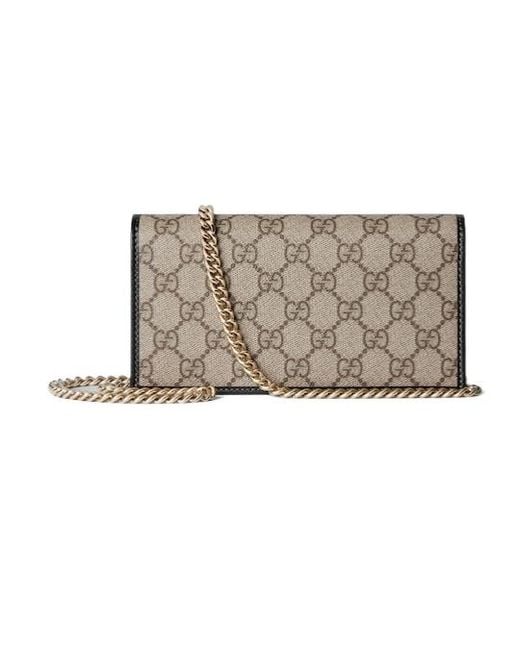 Gucci White Horsebit 1955 Wallet With Chain