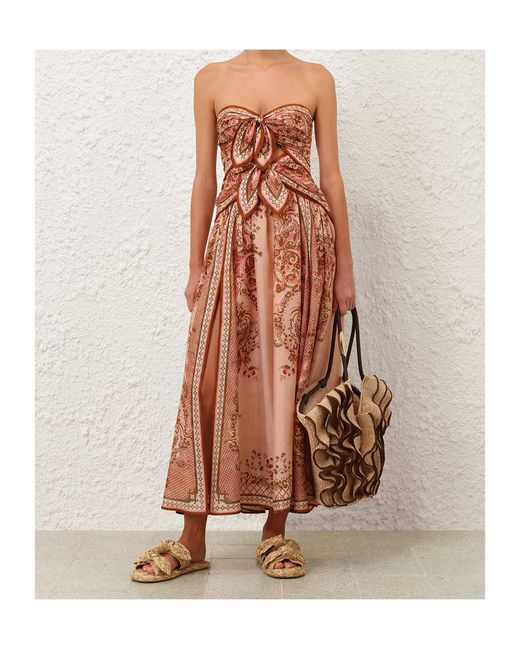 Zimmermann Multicolor Aster Printed Bow Midi Dress