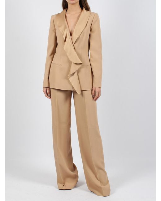 Alberta Ferretti Natural High-Waist Wide-Leg Palazzo Trousers