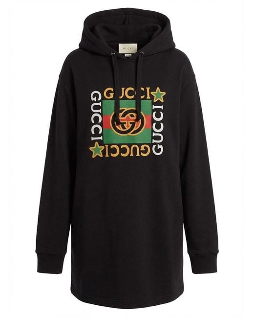 Gucci Black Logo Hoodie Dress