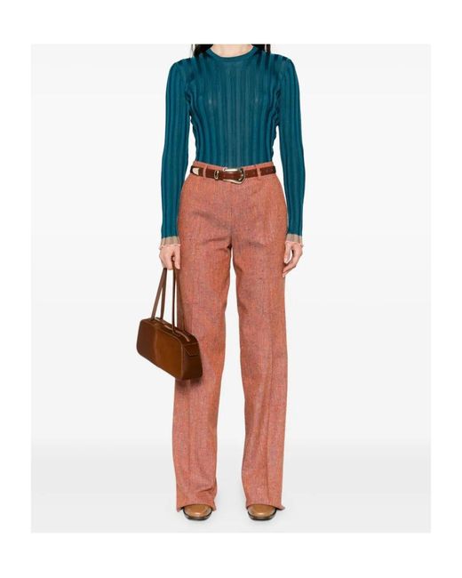Etro Red Speckled Tweed Trousers