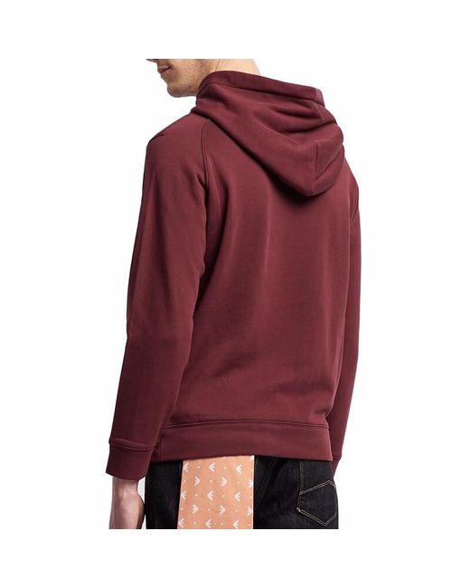 Emporio Armani Red Hooded Printed Sweater for men