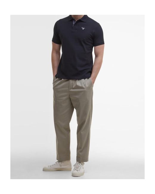 Barbour Black Tartan Pique Polo Shirt for men