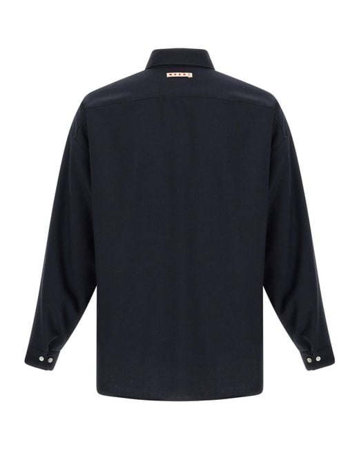 Marni Blue 'Tropical Wool' Shirt for men