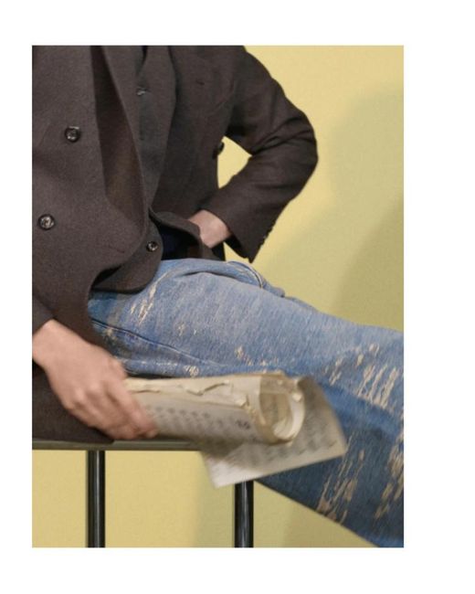 Emporio Armani Blue 5-Pocket Pants Denim With A Distressed Stone Washed Effect for men