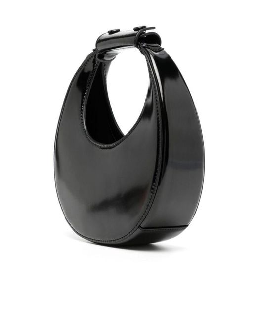 Staud Black Good Night Moon Logo-Debossed Crossbody Bag