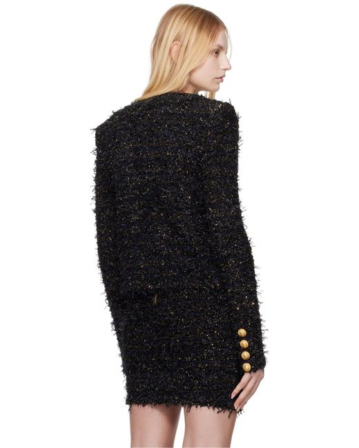 Balmain Black Tweed Buttoned Jacket