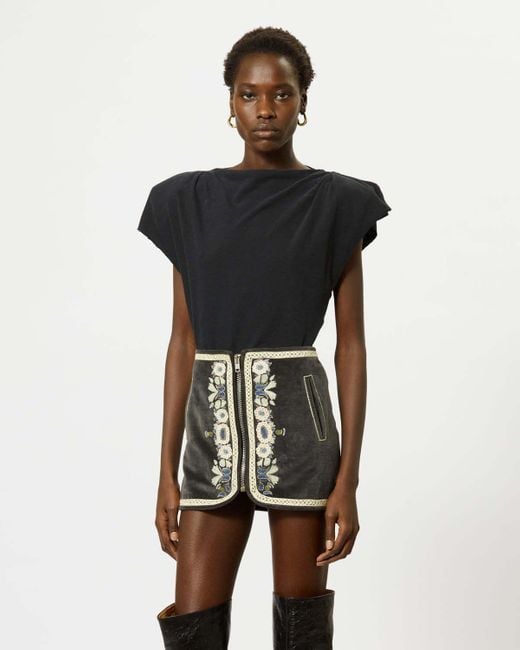 Isabel Marant Black Asymmetric Short-Sleeved T-Shirt