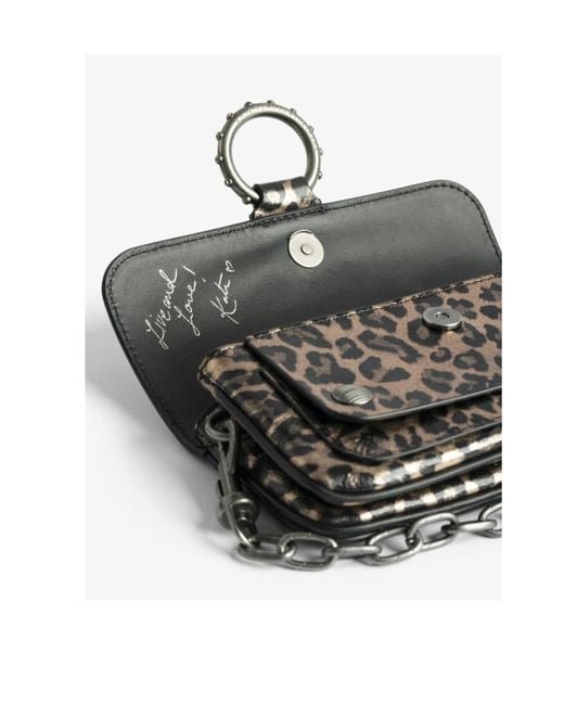 Zadig & Voltaire Black Metallic Leopard Printed Kate Wallet