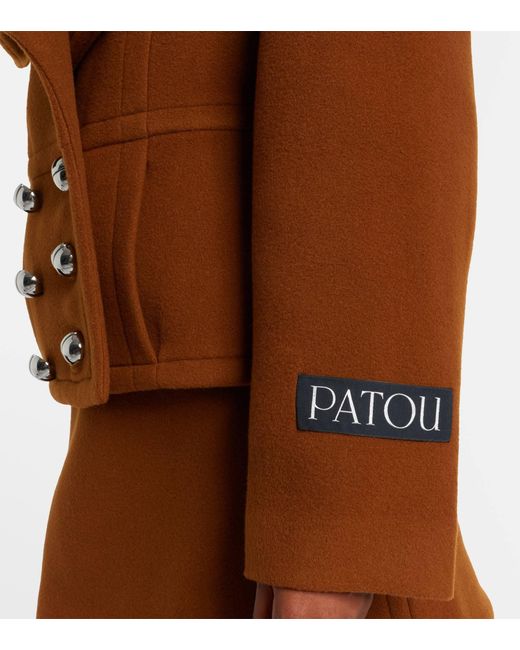 Patou Brown Cropped Double-Breasted Casual Jacket