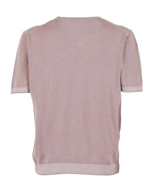 Peserico Pink Short-Sleeved Crewneck Knitted Jumper for men