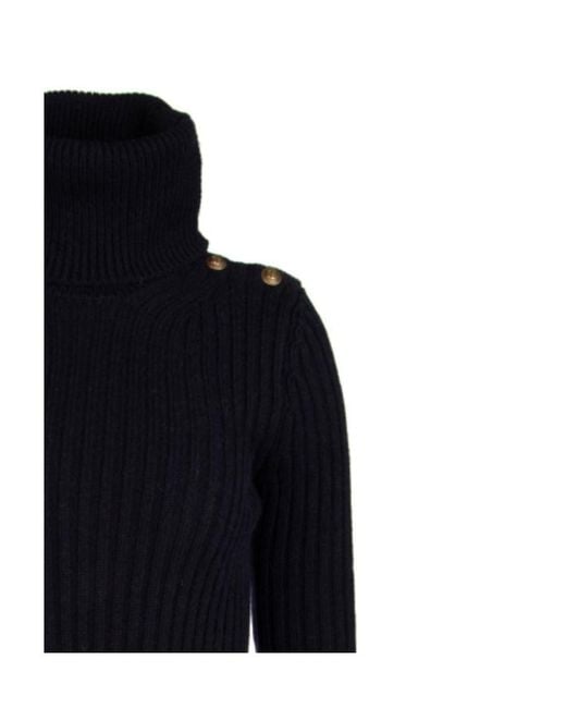 Saint Laurent Black Fold-Over Collar Jumper