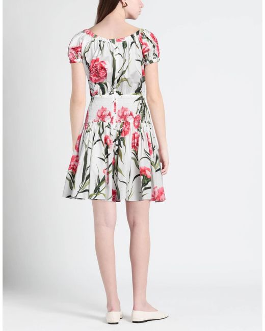 Dolce & Gabbana Red Floral Short-Sleeve Dress