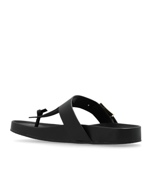 Tory Burch Black Mellow Thong Leather Sandals