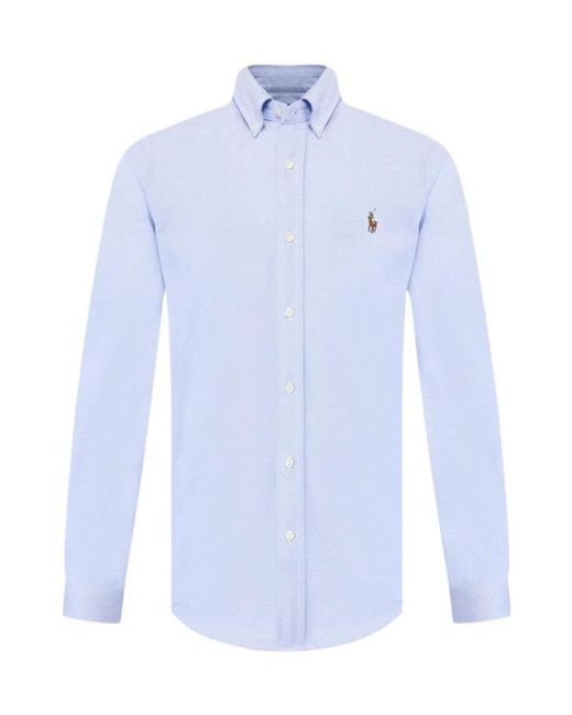 Armani Collezioni Blue Embroidered Logo Shirt for men