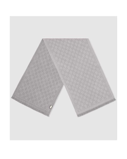 Gucci White Gg Supreme Jacquard Scarf