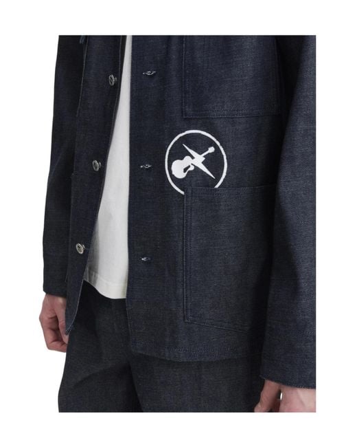 A.P.C. Blue Logo-Detail Chest-Pocket Shirt Jacket for men
