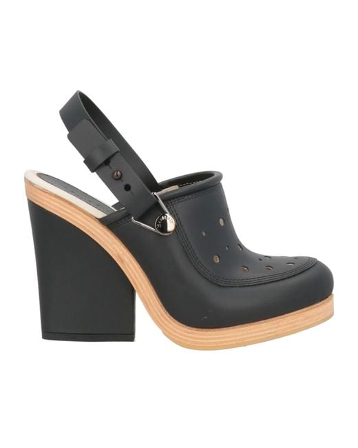 Max Mara Black Minimalist Round Toe Block Heels