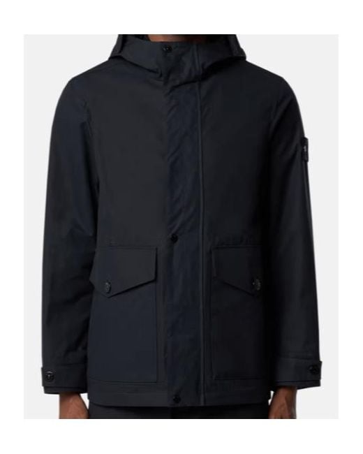 Stone Island Blue Ghost Logo Patch Hooded Coat for men