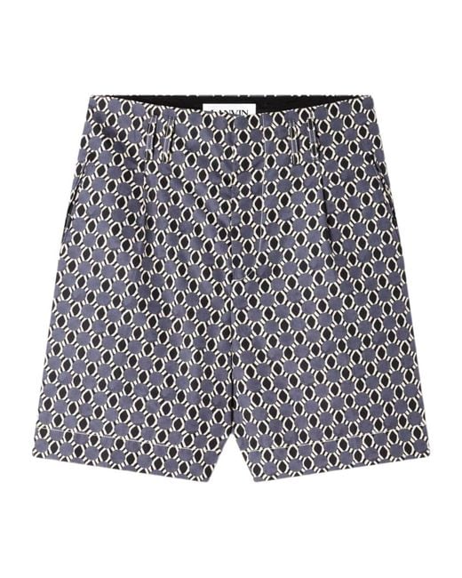 Lanvin Gray Geometric Print Shorts for men