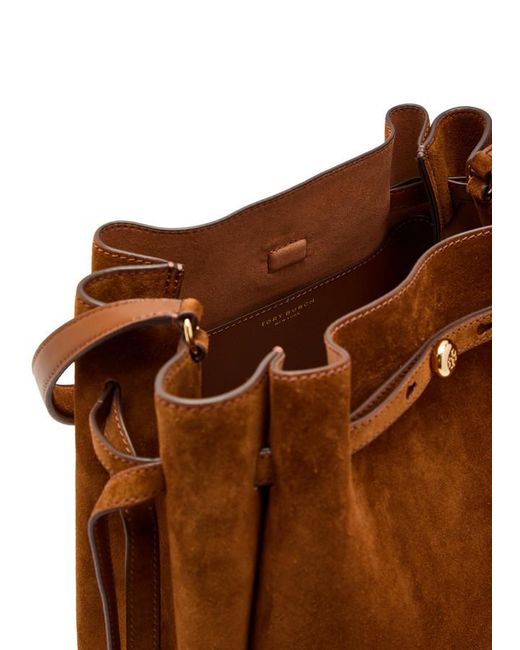 Tory Burch Brown Romy Large Suede Bucket Bag