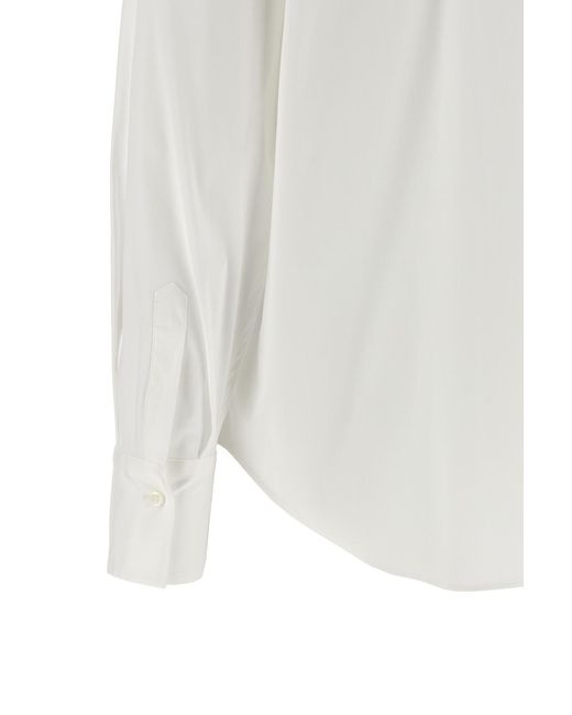 Brunello Cucinelli White Long Sleeved Curved Hem Shirt