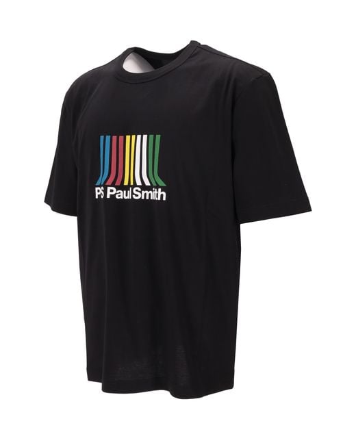 Paul Smith Black Multi-Stripe Logo T-Shirt for men