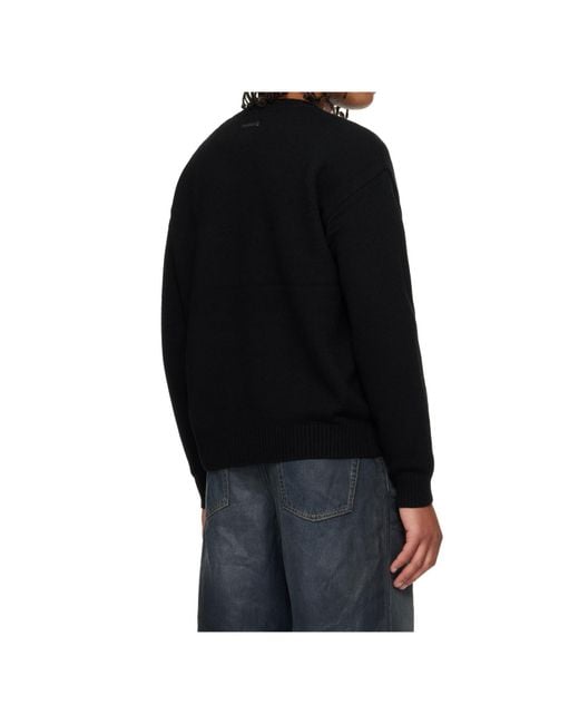 ANDERSSON BELL Black Rose-Shaped Crew Neck Sweater for men