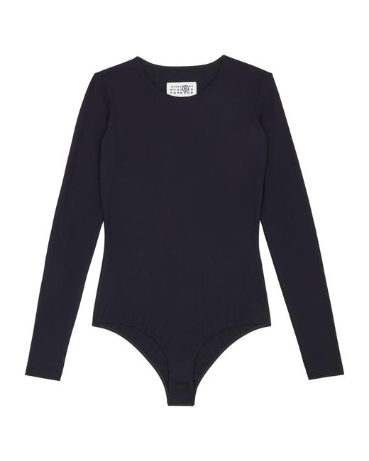 MM6 by Maison Margiela Blue Long-Sleeved Crewneck Bodysuit