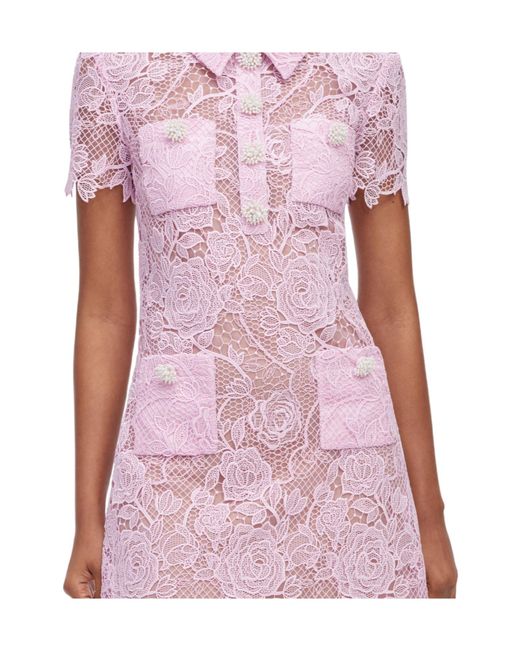 Self-Portrait Pink Button-Front Dress