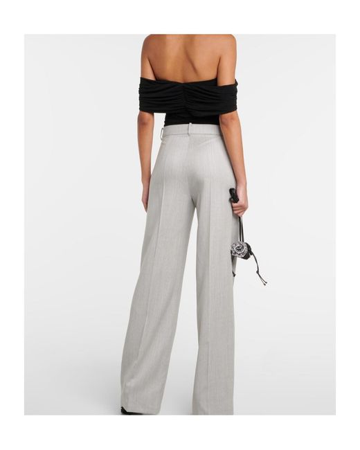 Magda Butrym Gray Mid-Rise Wool Straight Pants