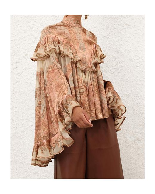 Zimmermann Brown Hypnotic Burnout Blouse