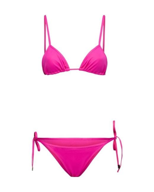 The Attico Pink Triangle Bikini With Side Tie