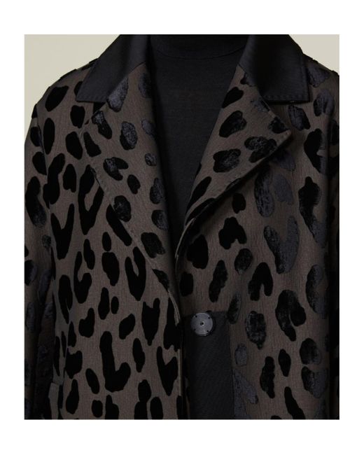 Max Mara Black Atelier Single-Breasted Spotted Velvet Coat