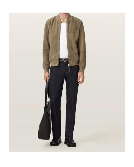 AllSaints Green Long-Sleeved Suede Bomber Jacket for men