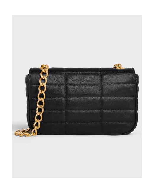 Céline Black Chain Shoulder Bag Matelasse Monochrome