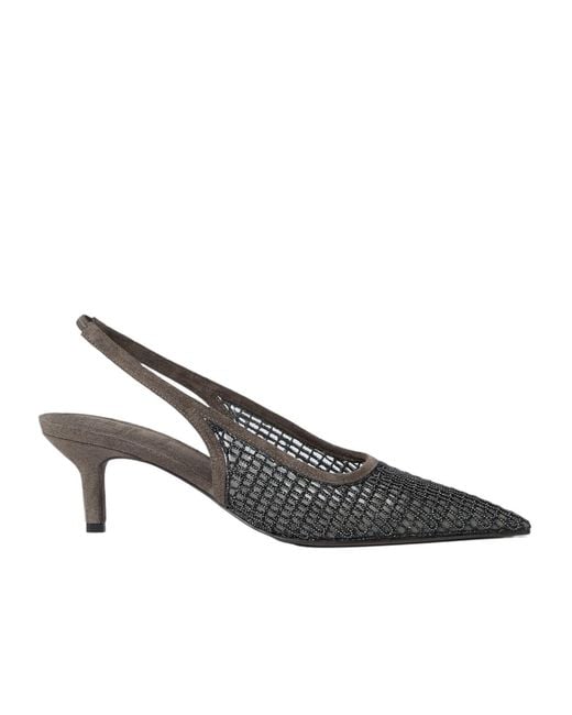 Brunello Cucinelli Multicolor Precious Net Embroidery City Pumps