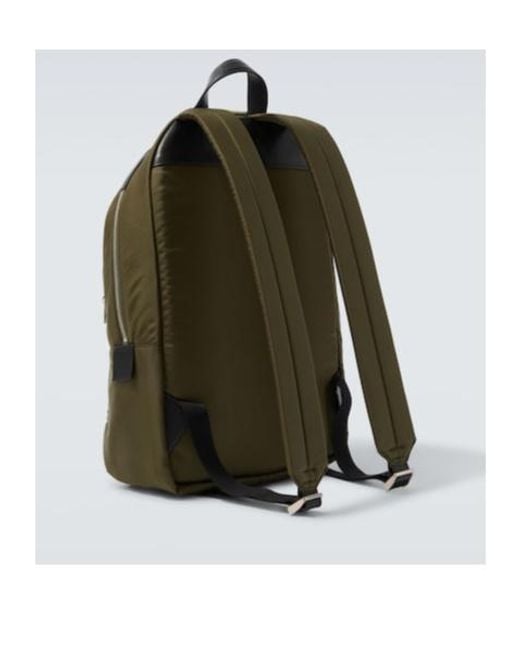 Jil Sander Green Leather-Trimmed Backpack for men