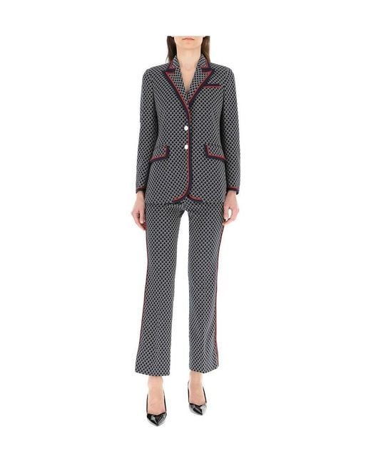 Gucci Gray Gg-Print Cropped Flared Trousers